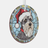 Miniatuur Schnauzer Glas in lood Kerst Glas Ornament (Voorkant Rechts)