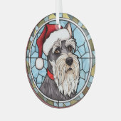 Miniatuur Schnauzer Glas in lood Kerst Glas Ornament (Voorkant links)