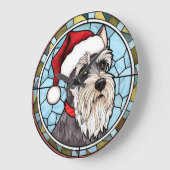 Miniatuur Schnauzer Glas in lood Kerst Grote Klok (Hoek)