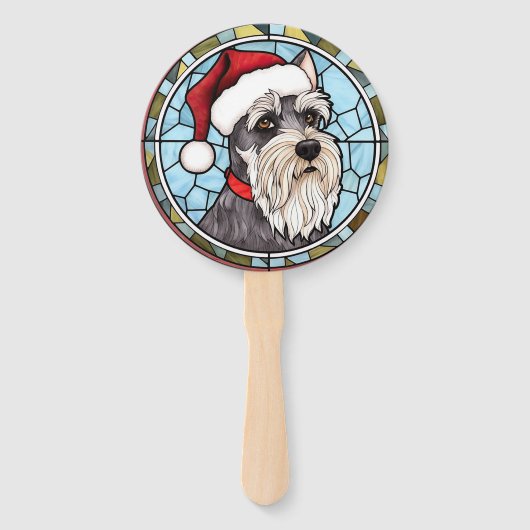 Miniatuur Schnauzer Glas in lood Kerst Handwaaier (Achterkant)