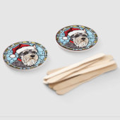 Miniatuur Schnauzer Glas in lood Kerst Handwaaier (Niet-gemonteerd)