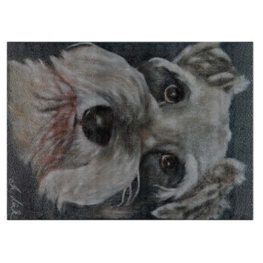 Miniatuur Schnauzer - Glazen snijvlak Snijplank (Voorkant)