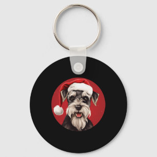 Miniatuur Schnauzer Grappige Kerstmis Moeder Vader Sleutelhanger