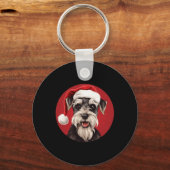 Miniatuur Schnauzer Grappige Kerstmis Moeder Vader Sleutelhanger (Voorkant)