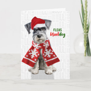 Miniatuur Schnauzer Grappige Vlooien Navidog Kerst Feestdagen Kaart