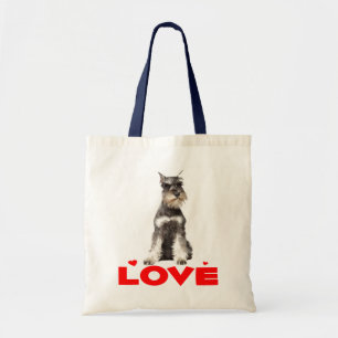 Miniatuur Schnauzer Grey Puppy Dog Red Heart Tas