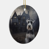 Miniatuur Schnauzer Halloween eng Keramisch Ornament (Rechts)