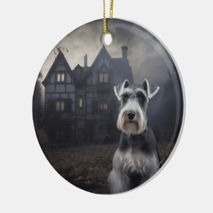 Miniatuur Schnauzer Halloween eng Keramisch Ornament