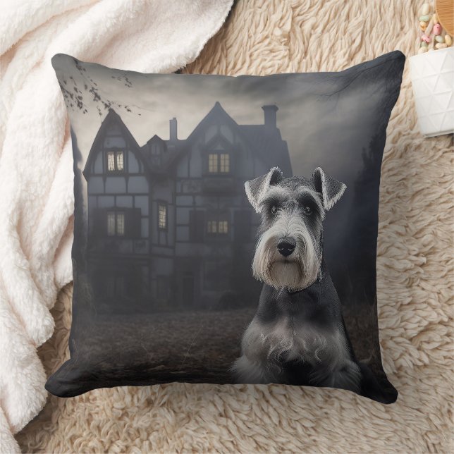 Miniatuur Schnauzer Halloween eng Kussen (Deken)