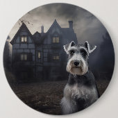 Miniatuur Schnauzer Halloween eng Ronde Button 6,0 Cm (Voorkant)