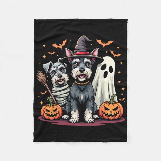 Miniatuur Schnauzer Halloween Kostuum Mummy Witch Fleece Deken (Voorkant)