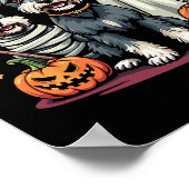 Miniatuur Schnauzer Halloween Kostuum Mummy Witch Poster (Hoek)