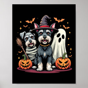 Miniatuur Schnauzer Halloween Kostuum Mummy Witch Poster