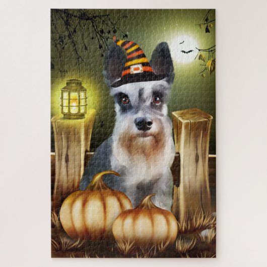Miniatuur Schnauzer Halloween puzzel. Legpuzzel (Verticaal)