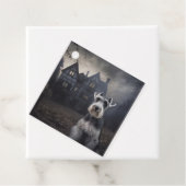 Miniatuur Schnauzer Halloween Scary Bedankjes Labels (In situ)