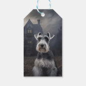 Miniatuur Schnauzer Halloween Scary Cadeaulabel (Achterkant)