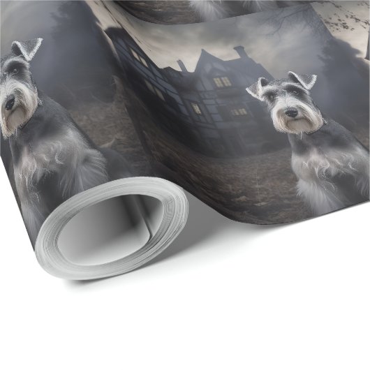 Miniatuur Schnauzer Halloween Scary Cadeaupapier (Rol Hoek)