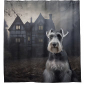 Miniatuur Schnauzer Halloween Scary Douchegordijn (Voorkant)