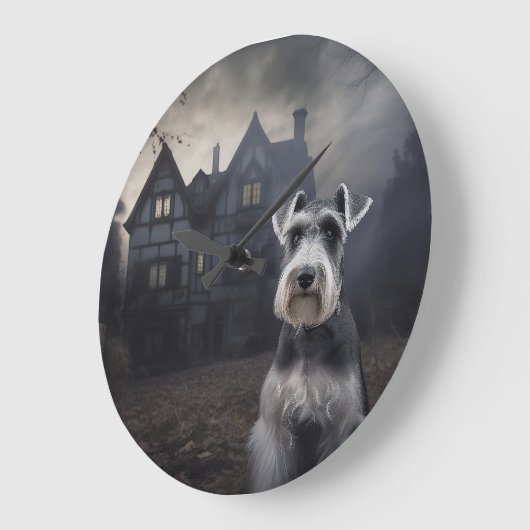 Miniatuur Schnauzer Halloween Scary Grote Klok (Hoek)