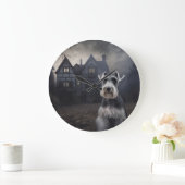 Miniatuur Schnauzer Halloween Scary Grote Klok (Huis)