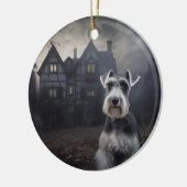 Miniatuur Schnauzer Halloween Scary Keramisch Ornament (Links)