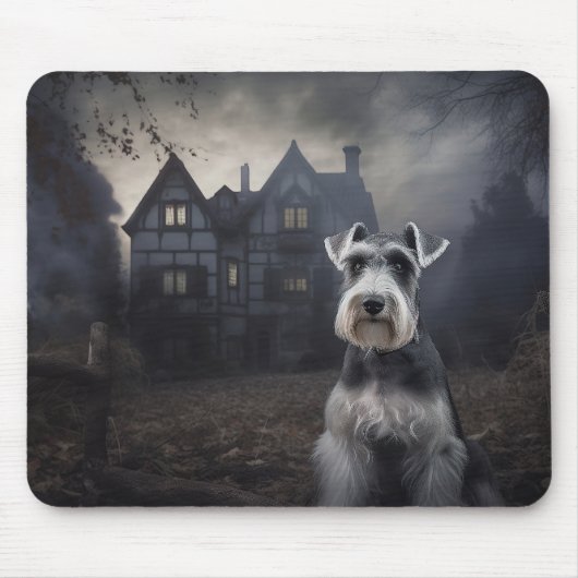 Miniatuur Schnauzer Halloween Scary Muismat (Voorkant)