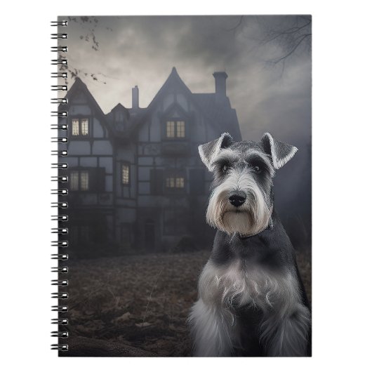 Miniatuur Schnauzer Halloween Scary Notitieboek (Voorkant)