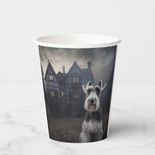 Miniatuur Schnauzer Halloween Scary Papieren Bekers (Achterkant)