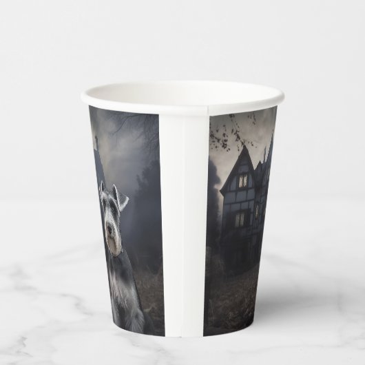 Miniatuur Schnauzer Halloween Scary Papieren Bekers (Rechts)