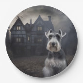 Miniatuur Schnauzer Halloween Scary Papieren Bordje (Voorkant)