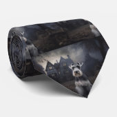 Miniatuur Schnauzer Halloween Scary Stropdas (Opgerold)