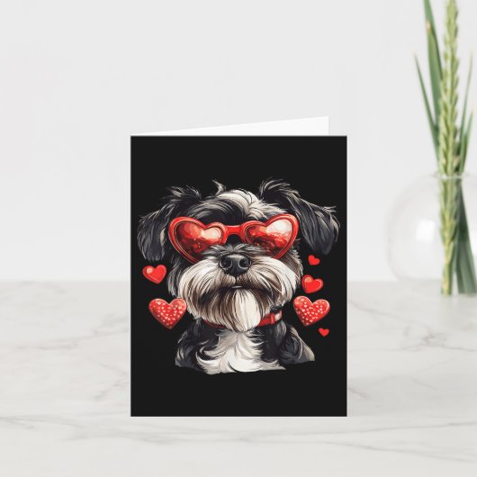 Miniatuur Schnauzer Heart Gles Valentijnsdag Dog Kaart (Voorkant)