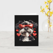 Miniatuur Schnauzer Heart Gles Valentijnsdag Dog Kaart (Gele Bloem)