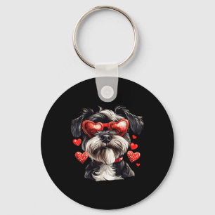 Miniatuur Schnauzer Heart Gles Valentijnsdag Dog Sleutelhanger