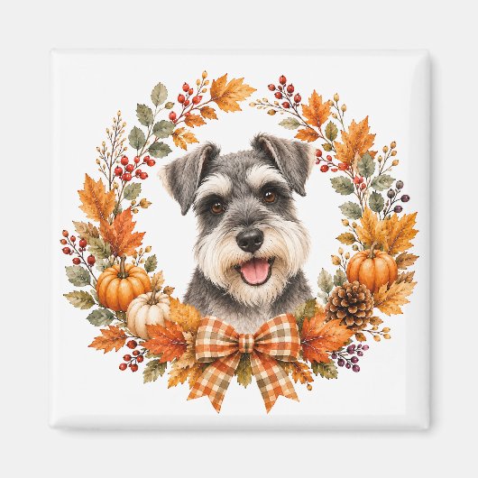 Miniatuur Schnauzer Herfst Magneet (Voorkant)