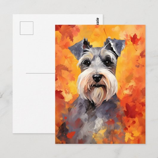 Miniatuur Schnauzer Herfst Thanksgiving Briefkaart (Voorkant / Achterkant)