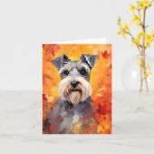 Miniatuur Schnauzer Herfst Thanksgiving Kaart (Gele Bloem)