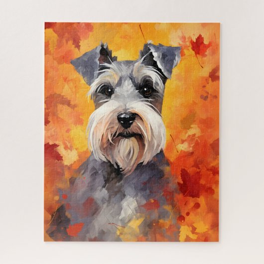 Miniatuur Schnauzer Herfst Thanksgiving Legpuzzel (Verticaal)