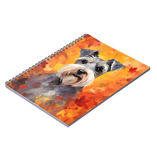 Miniatuur Schnauzer Herfst Thanksgiving Notitieboek (Linkerzijde)