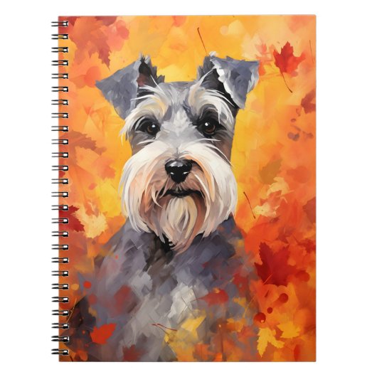 Miniatuur Schnauzer Herfst Thanksgiving Notitieboek (Voorkant)