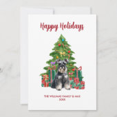 Miniatuur Schnauzer Hond Familie Kerstmis Feestdagenkaart (Voorkant)