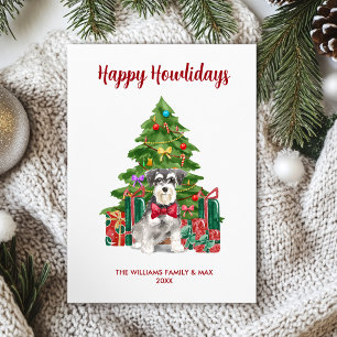 Miniatuur Schnauzer Hond Familie Kerstmis Feestdagenkaart