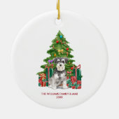 Miniatuur Schnauzer Hond Familie Kerstmis Keramisch Ornament (Achterkant)