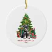 Miniatuur Schnauzer Hond Gepersonaliseerde Kerst Keramisch Ornament (Voorkant)