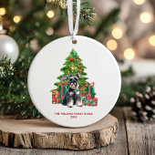 Miniatuur Schnauzer Hond Gepersonaliseerde Kerst Keramisch Ornament