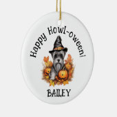 Miniatuur Schnauzer Hond Halloween Keramisch Ornament (Rechts)