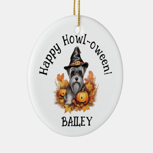 Miniatuur Schnauzer Hond Halloween Keramisch Ornament (Rechts)