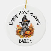 Miniatuur Schnauzer Hond Halloween Keramisch Ornament (Voorkant)