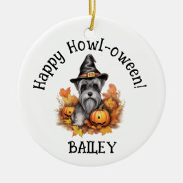 Miniatuur Schnauzer Hond Halloween Keramisch Ornament