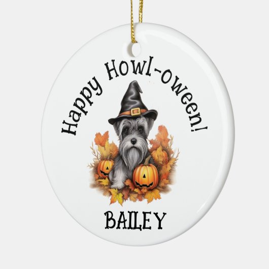 Miniatuur Schnauzer Hond Halloween Keramisch Ornament (Links)